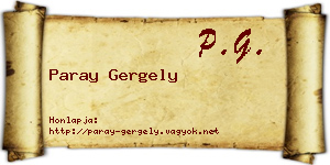 Paray Gergely névjegykártya